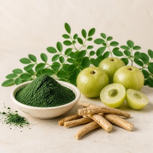 Спирулина Patanjali, моринга, амла и ашвагандха — растительные ингредиенты